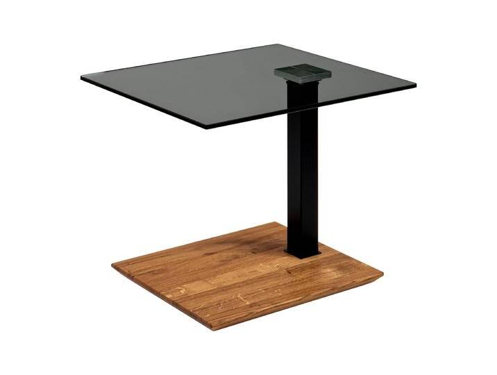 Vierhaus Couchtisch IL-up Basic 1439-WEIX-GPA rechteckig ca. 55 x 47 cm höhenverstellbar mit Glasplatte Grau und Bodenplatte Massivholz Wildeiche von Vierhaus