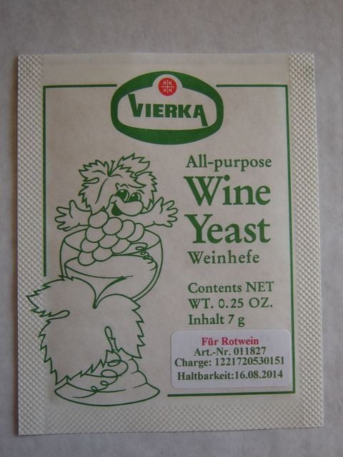 Trockenhefe zur Weinbereitung, 7 g für ROTWEINE von Vierka
