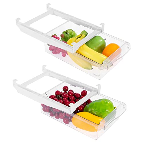 Viesap Kühlschrank Organizer, 2PCS Kihlschrank Organizer Set, Schubladenorganizer Einzigartiges Design Pull Out Behälter Für Kühlschrank Aufbewahrungsbox Haus Organizer, Einstellbare Klarer Behälter. von Viesap