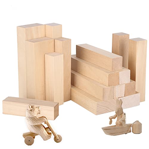 Viesap Linde Carving Blöcke, 16 PCS Natürlich Lindenholz Rohlinge Balsaholz, Handgeschnitztes Holz, DIY Handwerk Kunst Liefert Für Anfänger Kinder Erwachsene Schnitzholz, Natürlicher Massivholzblock von Viesap