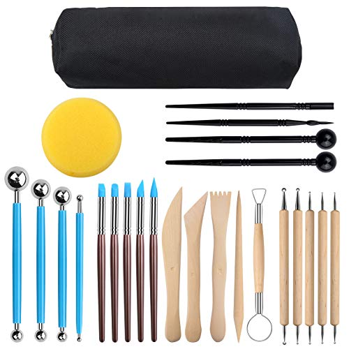 Viesap Modellierwerkzeug, 25 Stück Carving Tools Clay Keramik Sculpting Ton Werkzeug, Töpferwerkzeug Doppelseitige Carving Werkzeuge Sculpting Tools Mit Eine Aufbewahrungstasche Für Töpfer Künstler. von Viesap