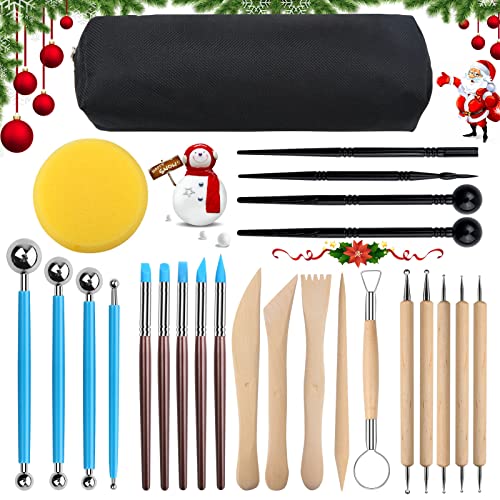 Viesap Modellierwerkzeug, 25 Stück Carving Tools Clay Keramik Sculpting Ton Werkzeug, Töpferwerkzeug Doppelseitige Carving Werkzeuge Sculpting Tools Mit Eine Aufbewahrungstasche Für Töpfer Künstler. von Viesap