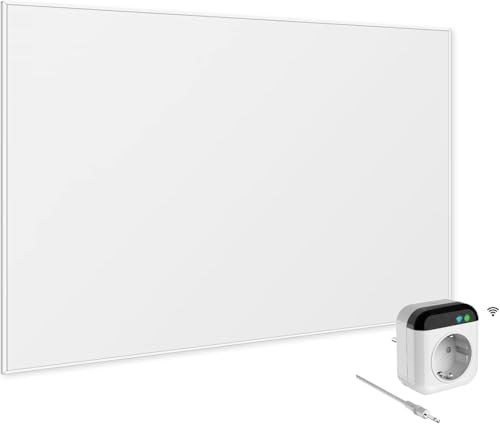 VIESTA® Infrarot Wandheizung mit Thermostat [FERNBEDIENUNG + WIFI STEUERUNG] – Infrarotheizung Wandmontage Heizkörper – Carbon Crystal Infrarot Paneel App steuerbar – (Modell TH12 WIFI - 300W) von Viesta