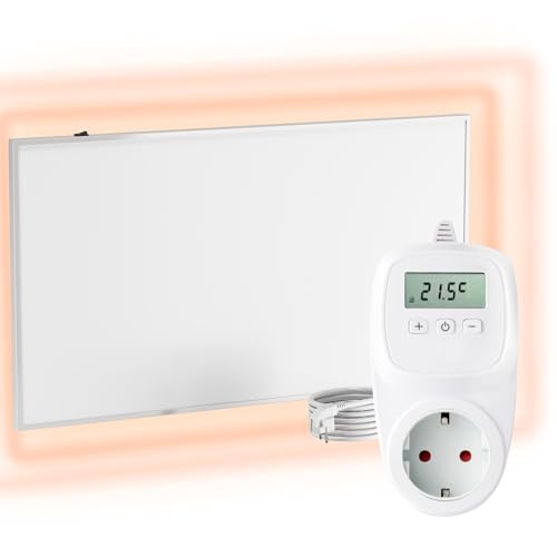 VIESTA® Infrarot Wandheizung mit Thermostat [FERNBEDIENUNG + WIFI STEUERUNG] – Infrarotheizung Wandmontage Heizkörper – Carbon Crystal Infrarot Paneel App steuerbar – (Modell TH12 WIFI - 450W) von Viesta