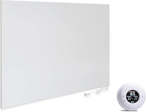 VIESTA® Infrarot Wandheizung mit Thermostat [FERNBEDIENUNG + WIFI STEUERUNG] – Infrarotheizung Wandmontage Heizkörper – Carbon Crystal Infrarot Paneel App steuerbar – (Modell TH20 Funk - 1200W) von Viesta