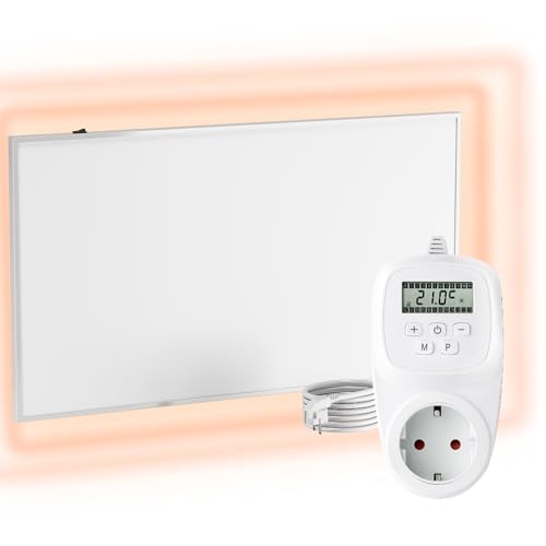 VIESTA® Infrarot Wandheizung mit Thermostat [INKL. TH12 THERMOSTAT] – Infrarotheizung Wandmontage Heizkörper – Carbon Crystal Infrarotheizung – Paneel Badezimmer geeignet – (Modell F450-450W) von Viesta