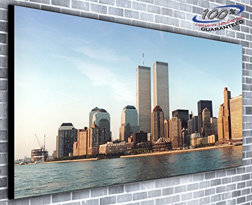 Kunstdruck auf Leinwand, Motiv New York Twin Towers, Manhattan, Panorama, gerahmt, XXL, 140 x 61 cm von View from a Window Canvas Prints