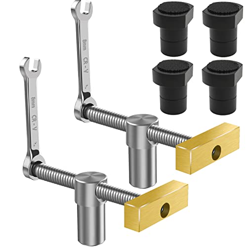 2 Stück Tisch Werkbank Klemme mit 4 Stück Bank-Hunde für Bankhaken 20mm-Loch, Holzbearbeitung Schreibtisch Clip, Schnell Fixierte Klemme Messingbefestigung Schraubstock, Schreibtisch-Clip(Schwarz) von ViewReal