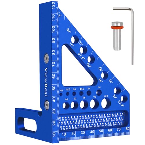 3D-Gehrungswinkel Multifunktional 22.5-90 Winkelmaß Aluminiumlegierung Hochpräzises Layout-Messwerkzeug Anreisswerkzeug Holzbearbeitungs-Messwerkzeuge für Tischler, Ingenieur Blau von ViewReal