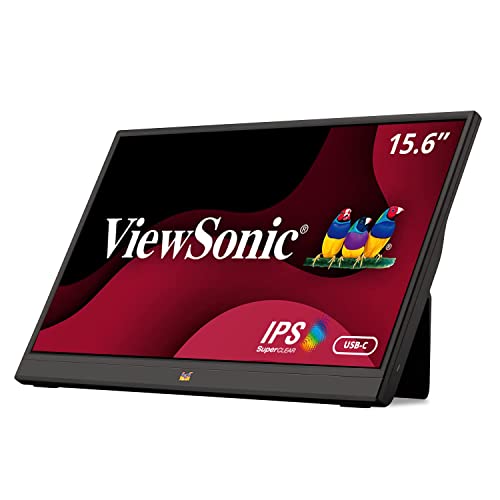 Viewsonic VA1655 40 cm (15.6 Zoll) Portabler Monitor (Full-HD, IPS-Panel, mini-HDMI, 2x USB-C für Raspberry Pi/Xbox/PS4/PS5, Lautsprecher) Schwarz von ViewSonic