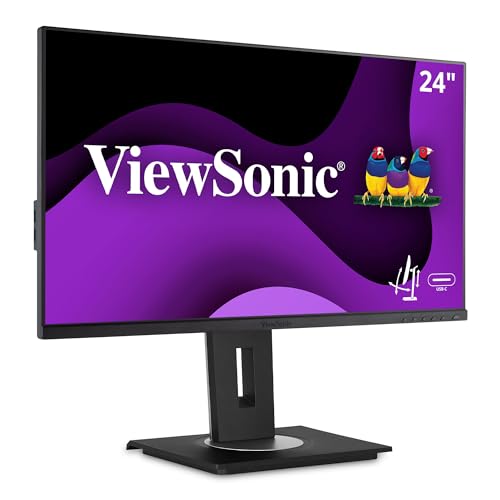 Viewsonic VG2456 60,5 cm (24 Zoll) Büro Monitor (Full-HD, IPS-Panel, HDMI, DP, RJ45 Ethernet, USB C, Höhenverstellbar, Lautsprecher, Eye-Care, 4 Jahre Austauschservice) Schwarz von ViewSonic