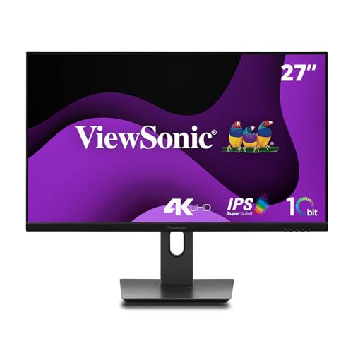 ViewSonic VG2762-4K 27" 4K IPS-Monitor, HDMI x2, DisplayPort, entspiegelt, VESA-kompatibel, 10-bit, HDR10, Ergonomisch, Eye ProTech von ViewSonic