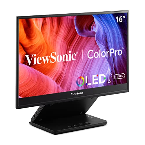 ViewSonic VP16-OLED 16" 16:9 (15.6") 1920 x1080 FHD Portable OLED Monitor with 100% DCI-P3, 100% sRGB, Pantone validate,Micro HDMI, 2 USB-C, Speakers, Integration Hood, Foldable Stand von ViewSonic