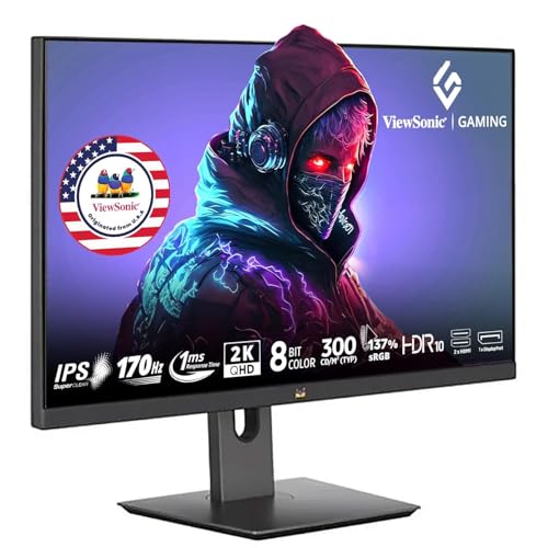 ViewSonic VX2758A-2K-PRO 27" Frameless QHD IPS Flat 1ms MPRT 170Hz Gaming Monitor, 2 HDMI, DisplayPort, HDR10 von ViewSonic