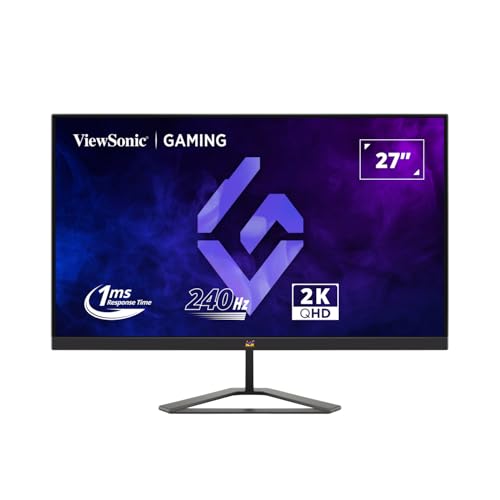 ViewSonic VX2758A-2K-PRO-3 Gaming Monitor 240hz 27zoll, Gaming Monitor 240hz QHD 2560p x 1440p, IPS, 1ms MPRT, FreeSync Premium, Tilt Adjustable, Dual HDMI & DP von ViewSonic
