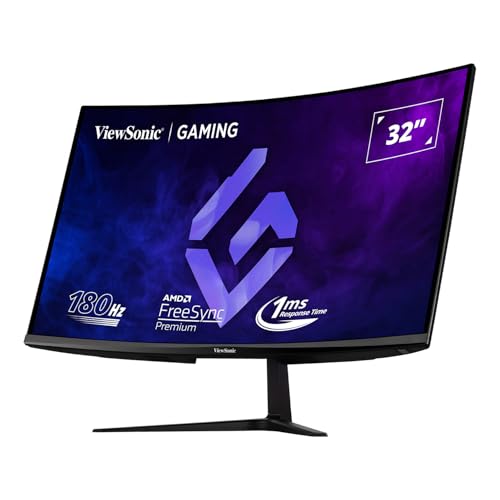 ViewSonic VX3218C-2K 32" QHD VA Curve Frameless Monitor, 165Hz, 1ms MPRT, 2 HDMI, DisplayPort, Speakers, FreeSync Premium, HDR10 von ViewSonic