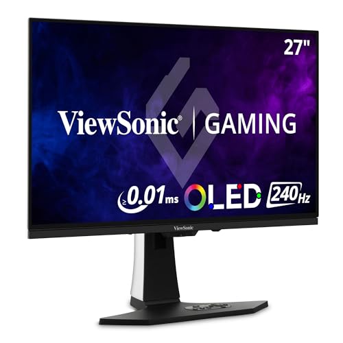 ViewSonic XG272-2K-OLED 27 Zoll OLED Flat 0.02ms MPRT 240Hz Gaming Monitor, 2 HDMI, DisplayPort, USB-C, Freesync Premium Pro, HDR400, höhenverstellbarer Ständer, RGB-Hintergrundbeleuchtung von ViewSonic