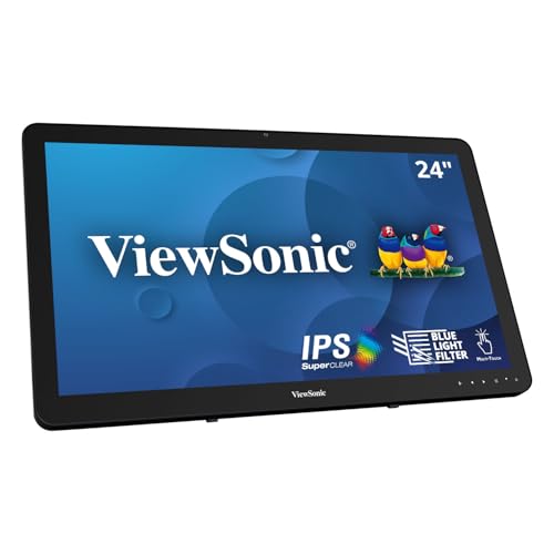 Viewsonic TD2430 59,9 cm (24 Zoll) Touch Monitor (Full-HD, HDMI, DP, USB 3.0 Hub, 4 Jahre Austauschservice) Schwarz von ViewSonic