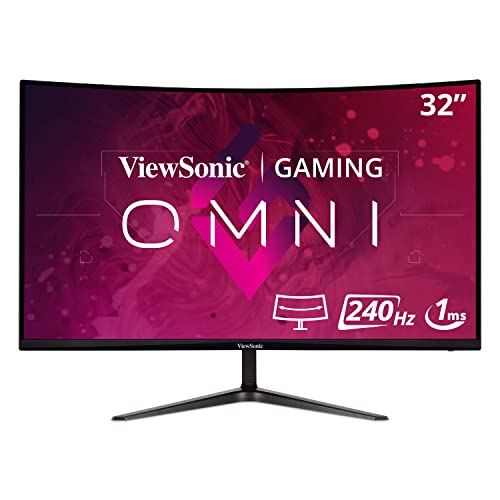 Viewsonic VX3219-PC-MHD 80 cm (32 Zoll) Curved Gaming Monitor (Full-HD, Adaptive Sync, 1 ms, 240 Hz, HDMI, DP, geringer Input Lag, Lautsprecher) Schwarz von ViewSonic