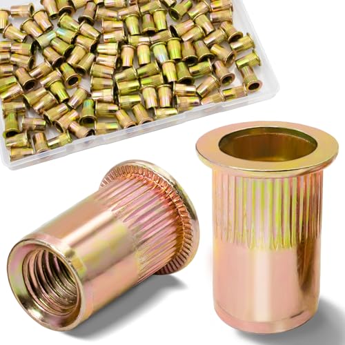 Vifmy 115-teiliges M6-Nietmuttern-Set, metrisch, verzinkt, Kohlenstoffstahl, Flachkopf, Gewindeeinsatz, Nutsert-Kit Vifmy 115-teiliges M6-Nietmuttern-Set, metrisch, verzinkt, Kohlenstoffstahl, Flachkopf, Gewindeeinsatz, Nutsert-Kit von Vifmy