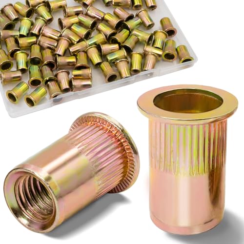 Vifmy 70-teiliges M8-Nietmuttern-Set, metrisch, verzinkt, Kohlenstoffstahl, Flachkopf, Gewindeeinsatz, Nutsert-Kit von Vifmy
