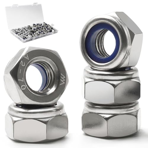 Vifmy 90er-Pack M8-1,25 mm Sicherungsmuttern mit Nyloneinsatz, Sicherungsmuttern aus Edelstahl 304 A2-70, Nylock-Muttern mit metrischem Standardgewinde für Schrauben Vifmy 90er-Pack M8-1,25 mm Sicherungsmuttern mit Nyloneinsatz, Sicherungsmuttern aus Edelstahl 304 A2-70, Nylock-Muttern mit metrischem Standardgewinde für Schrauben von Vifmy