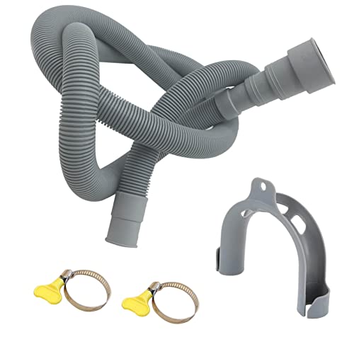 Vigcebit Ablaufschlauch-Kit für Waschmaschine | Austausch des Maschinenablaufschlauchs mit Klemme | Gewellte und Flexible Waschschläuche mit U-förmigem Haken für eine einfache Installation von Vigcebit