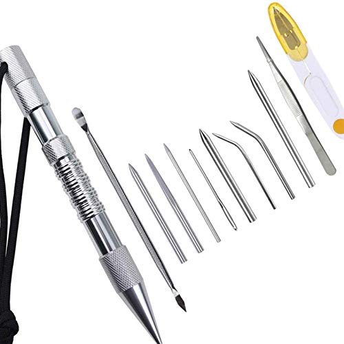 Vigcebit Paracord-Nadel-Set | Edelstahl Schnürnadeln Glättwerkzeug Knoter mit Marlin Pike für Paracord Work Lederweberei von Vigcebit