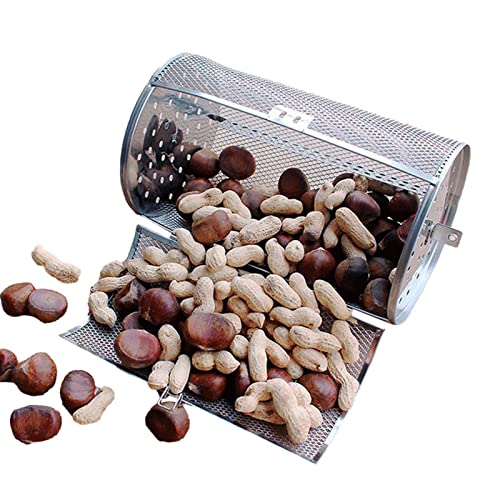 Vigcebit Rotisserie-Korb aus Edelstahl - Drehbarer Backkäfig-Kaffeeröster für den Heimgebrauch,Baking Rotary Nuts Beans Peanut Basket BBQ Grill von Vigcebit