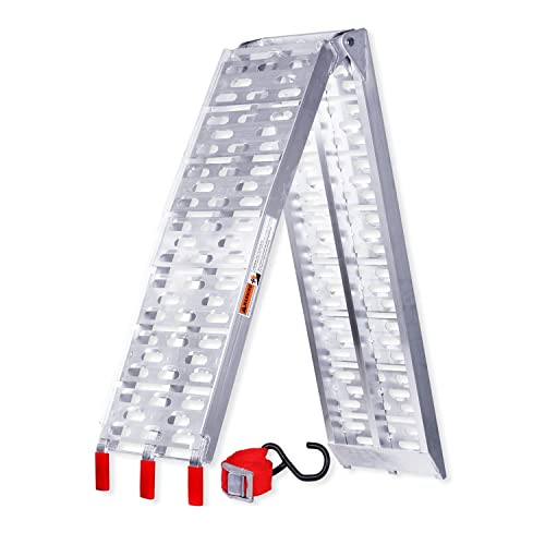 Vigevee 1x Auffahrrampe Klappbar 340kg ALU Verladerampe Faltbare Laderampen Rampe Motorradrampe Antirutsch Verladeschiene Motorrad ATV Quad PKW Auto Laderampe von Vigevee