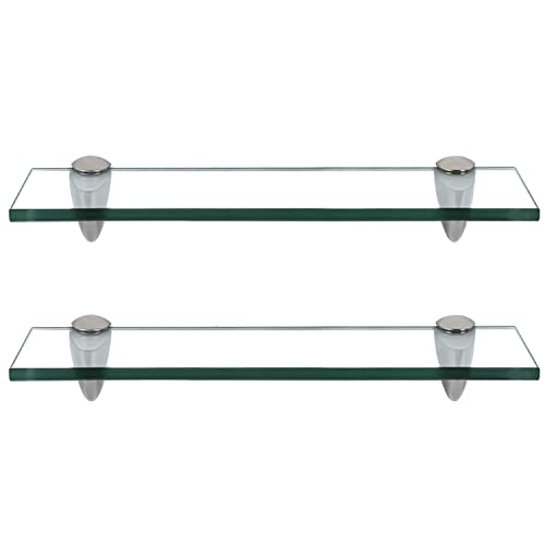 Vigevee 2X Glasablage Glasregal, Glas Glasablage Klarglas mit Wandhalterung&8mm ESG Sicherheitsglas und Halterung, perfekt geeignet als Duschregal/Badablage für Bad, Küchen,Balkon (40x10x0.8 cm) von Vigevee