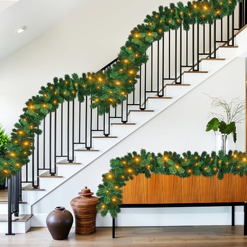 Vigevee 2er 5m Weihnachtsgirlande mit Beleuchtung, Tannengirlande Künstlich mit 100 LEDs Warmweiß 8 Leuchteffekte, Weihnachtsdeko Girlande für Innen und Außen, Stairs, Fireplace Vigevee 2er 5m Weihnachtsgirlande mit Beleuchtung, Tannengirlande Künstlich mit 100 LEDs Warmweiß 8 Leuchteffekte, Weihnachtsdeko Girlande für Innen und Außen, Stairs, Fireplace von Vigevee