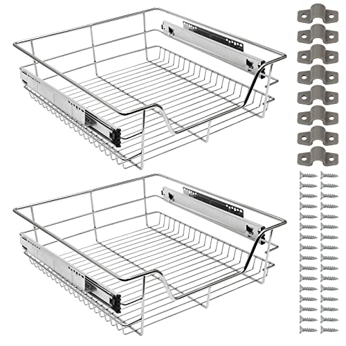 Vigevee 50cm Teleskopschublade 25 Kg Tragkraft Küchenschublade Küchen Regal Teleskopschublade aus Metall Haushalt Teleskopschublade Schrankauszug 2 Stück von Vigevee