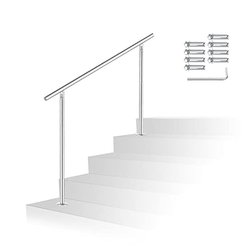 Vigevee Geländer Treppengeländer Edelstahl Handlau für Treppen, Brüstung Balkon 120CM mit ohne Querstreben Ø 42mm, für Treppenhaus Innen und Außen, Hauseingang von Vigevee