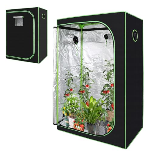 Vigevee Growzelt 120 * 60 * 180cm Tent Reflektierende Mylar Zuchtzelte Growschrank Indoor-Gewächshaus für Pflanzen Growbox Zuchtzelt Schwarz-Grün von Vigevee