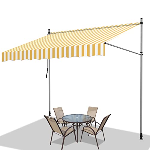 Vigevee Klemmmarkise mit Handkurbel Balkon, 350x120cm Balkonmarkise Sonnenschutz Markise Handkurbel ohne Bohren, UV-beständig Wasserabweisend, Einfache Montage, Orange und Weiß von Vigevee