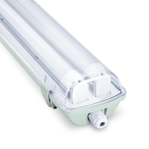 Vigevee LED Feuchtraumleuchte Wannenleuchte 120cm 2 x 18w 3600LM Neutralweiß 4500K Doppelt T8 LED Röhre, IP65 Wasserfest Feuchtraumlampe Werkstattlampe für Garage, Keller, Büro - 1 Stück von Vigevee