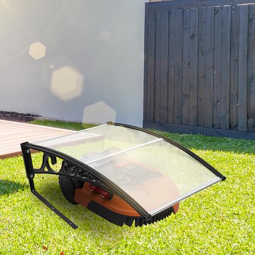 Vigevee Mähroboter Garage Dach Carport Überdachung für Rasenroboter Rasenmäher 106x87x50cm Rasenmähroboter Garage Schutzhülle Schutz vor Regen, Hagel und UV-Strahlen （Transparent） von Vigevee