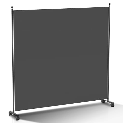 Vigevee Paravent Raumteiler Klappbar Freistehend Trennwand auf Rollen - Umkleide Sichtschutz Raumtrenner 1 Teilig 187x181 cm für Büros, Balkon - Anthrazit von Vigevee