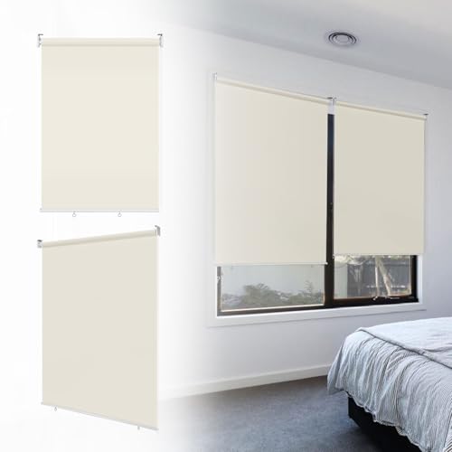 Vigevee Senkrechtmarkise Vertikalmarkise Balkonmarkise,100 x 140 cm Outdoorrollo Sichtschutzrollo Wetterfest Sonnenschutz UV Schutz, Vertikal Sonnensegel für Terrasse Garten, Beige von Vigevee