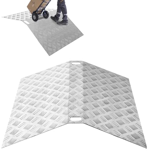 Vigevee Türschwellenrampe Rollstuhlrampe aus Aluminium Rampe Rollstuhl Tragfähigkeit 270 kg Schwellenrampe Schwellenbrücke rutschfest Tragbare mit Griffe(100x70x10cm) von Vigevee