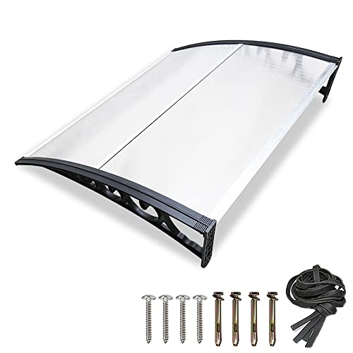Vigevee Vordach für Haustür 150x100 cm Transparent Polycarbonat Pultvordach Pultbogenvordach Überdachung Haustürvordach Vordach Hauseingang Türdach für draußen Sonnenschutz Regenschutz von Vigevee