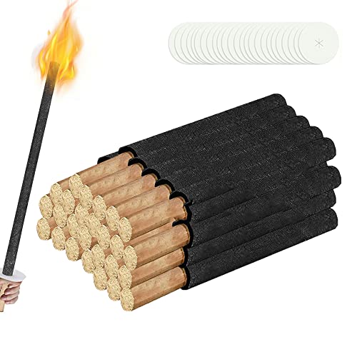 Vigevee Wachsfackeln Brennzeit 100 min|mit Handschutz/Extra Langem Griff Fackeln|Für Nachtwanderung Outdoor Lagerfeuer[25 Stück] von Vigevee