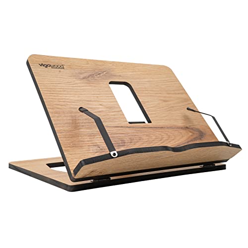 Vigo Wood Buchständer, Rezeptbuchständer, Kochbuchständer für die Küche, Bücherständer für die Anzeige, Buchhalter zum Lesen im Bett (Eiche) von Vigo Wood