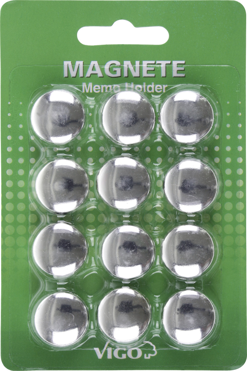 Vigo Magnete für Magnettafeln 12 er Pack, chrom, rund von Vigo