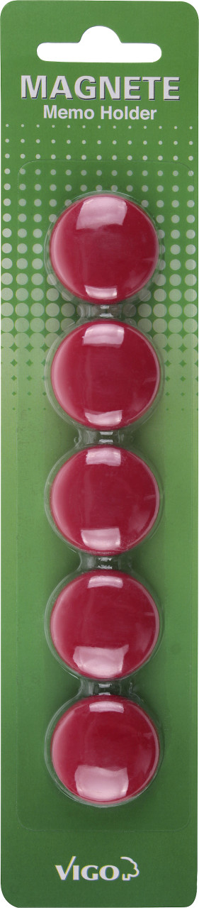 Vigo Magnete für Magnettafeln 5er Pack, rot, rund von Vigo