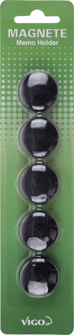 Vigo Magnete für Magnettafeln 5er Pack, schwarz, rund von Vigo