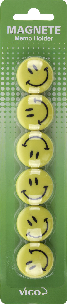 Vigo Magnete für Magnettafeln 6er Pack, Smiley, rund von Vigo