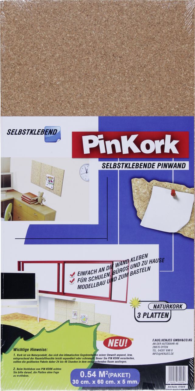 Vigo Pinkorkplatten selbstklebend, 60 x 30 cm, 3 Stück von Vigo