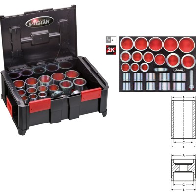 Multibox V4700-XL mit Zug- und Druckhülsen-Satz V5169, 26-teilig von Vigor